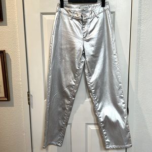 Metallic silver slacks